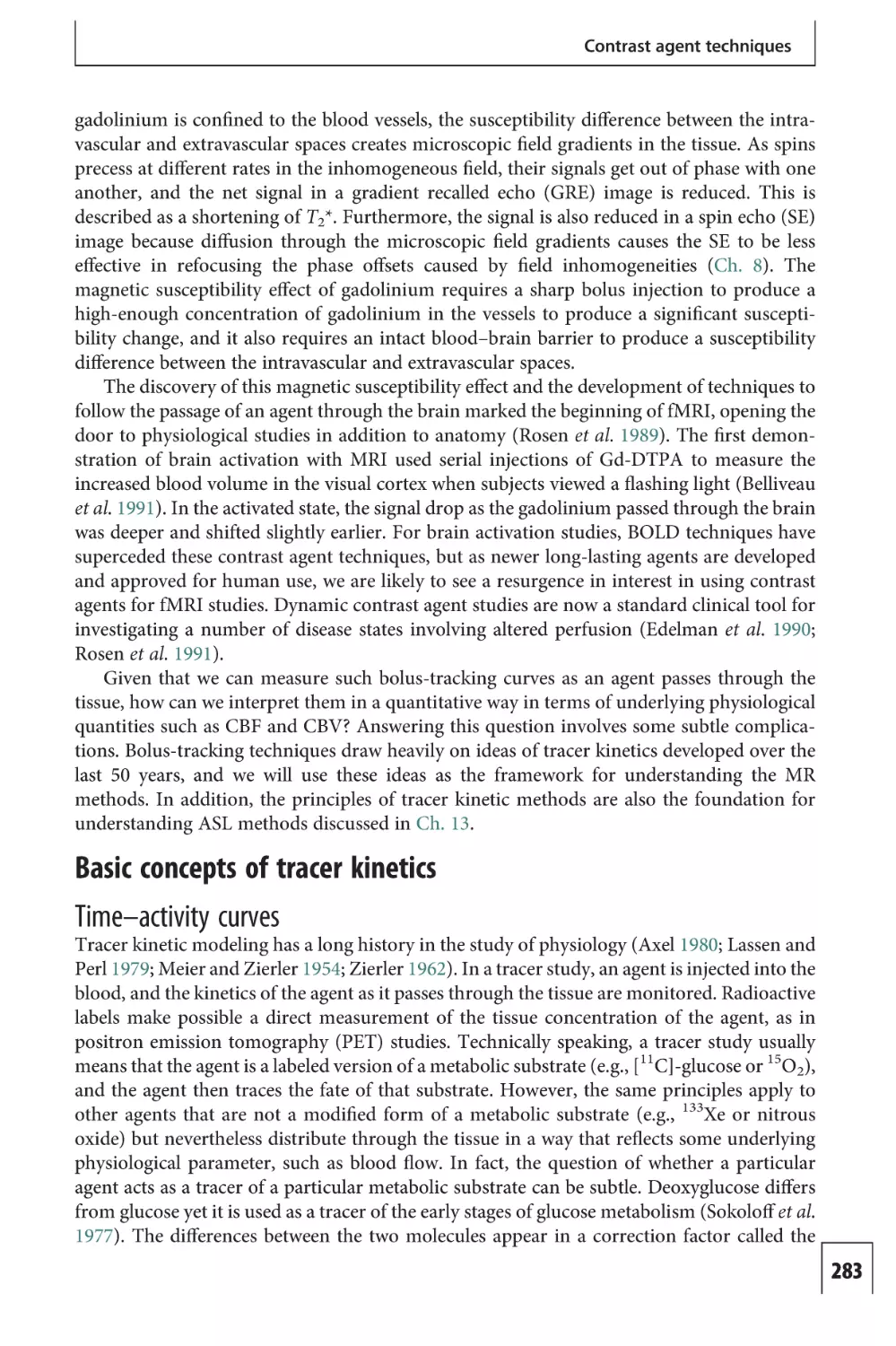 Basic concepts of tracer kinetics
Time–activity curves