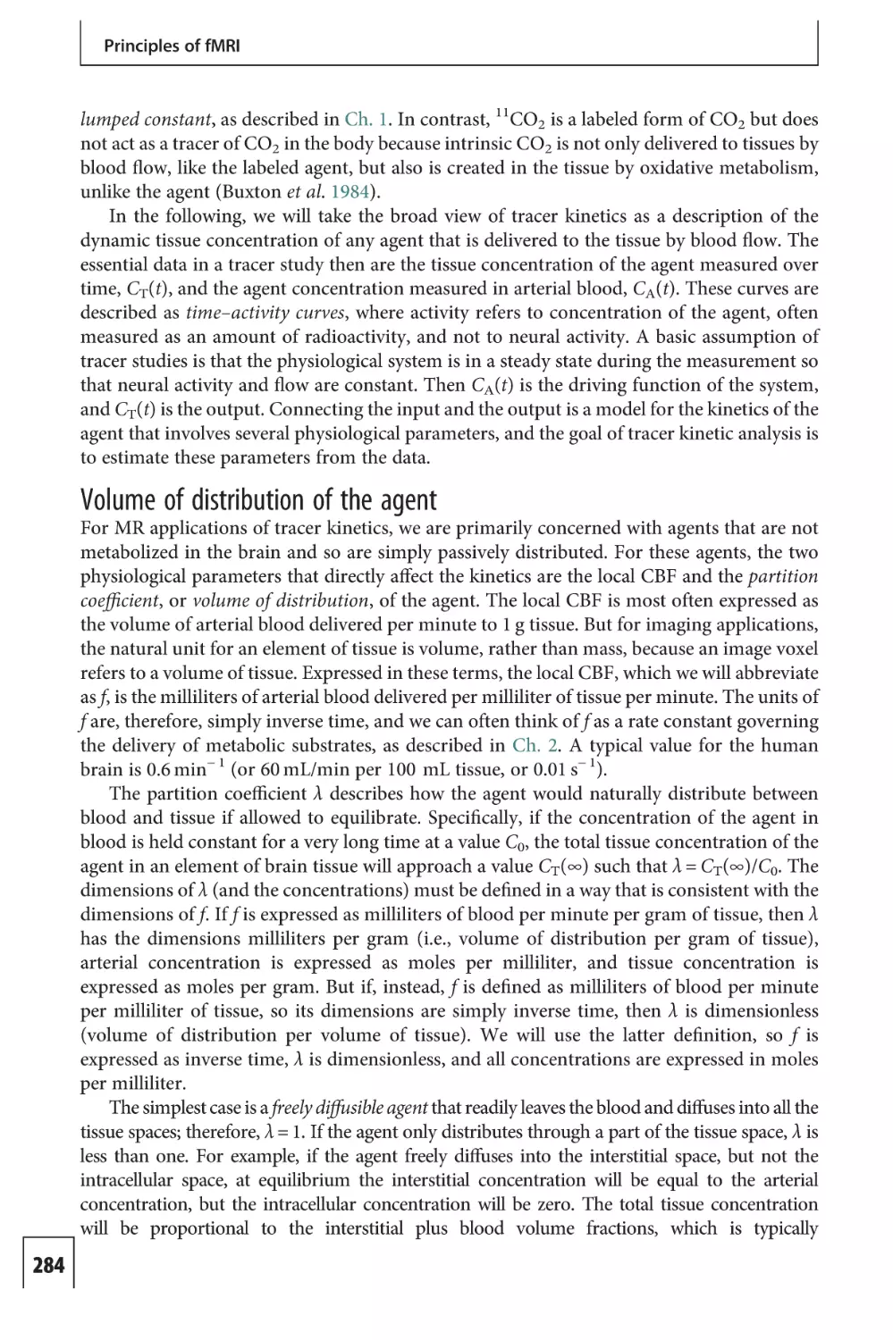 Volume of distribution of the agent