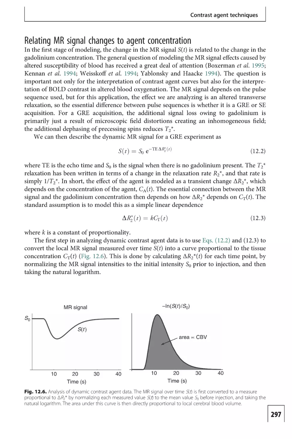 Relating MR signal changes to agent concentration