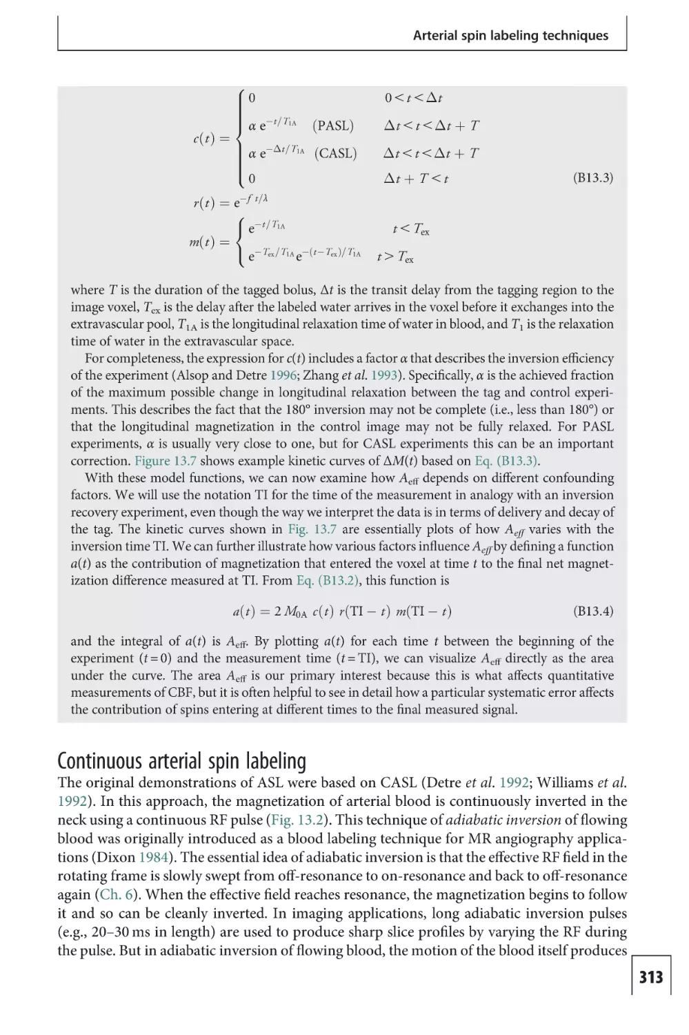 Continuous arterial spin labeling