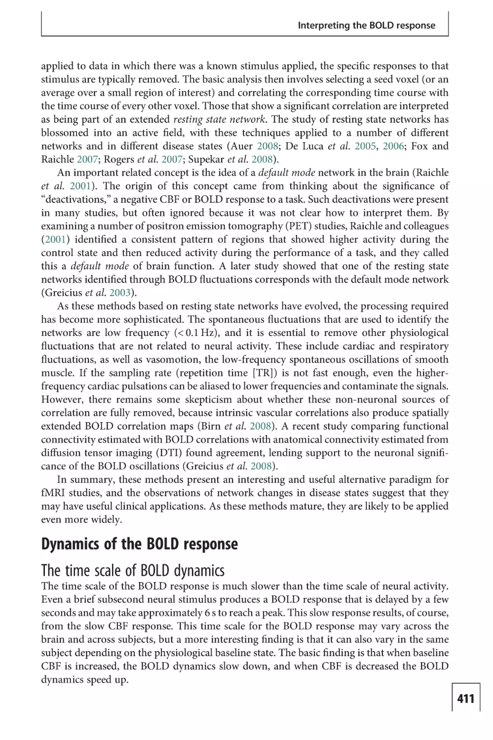 Dynamics of the BOLD response
The time scale of BOLD dynamics