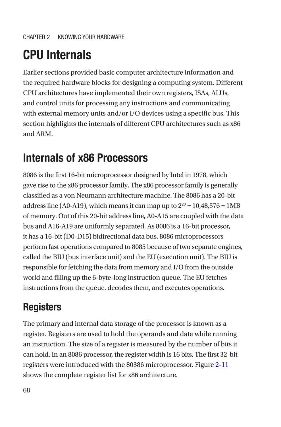 CPU Internals
Internals of x86 Processors
Registers