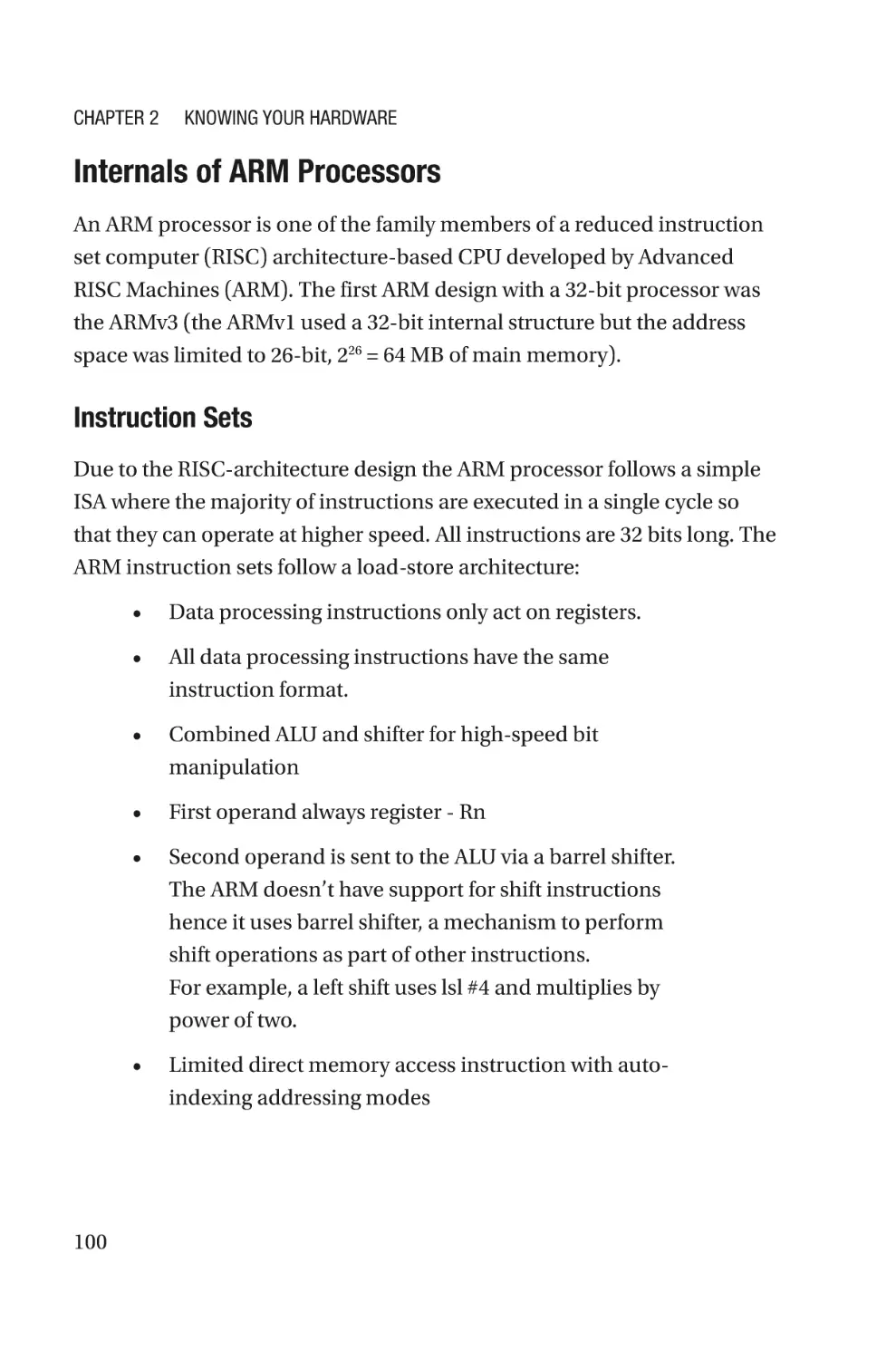 Internals of ARM Processors
Instruction Sets