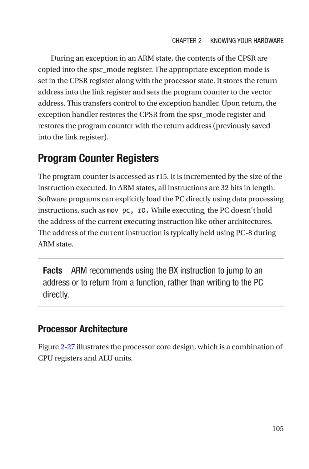 Program Counter Registers
Processor Architecture