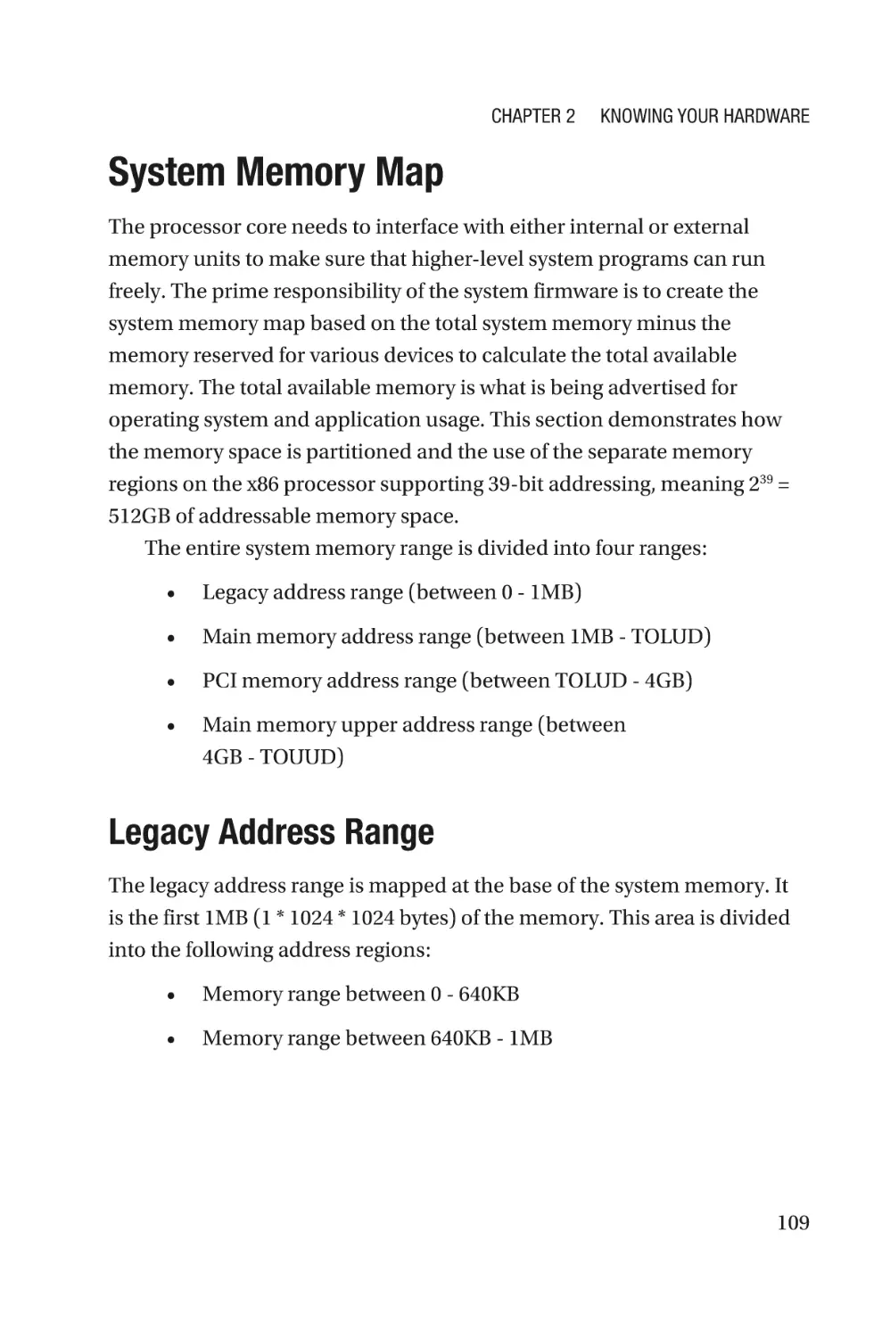 System Memory Map
Legacy Address Range