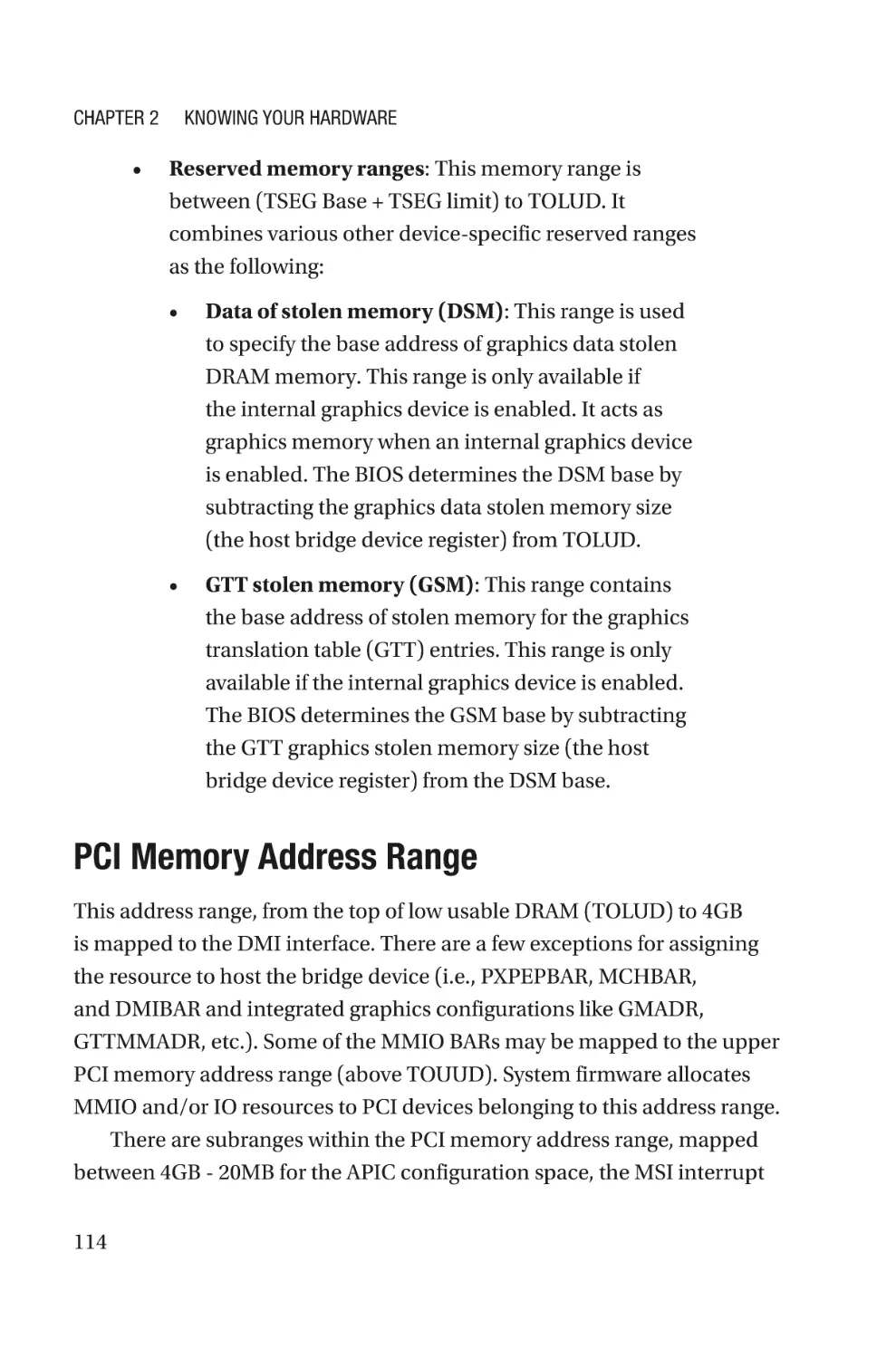 PCI Memory Address Range