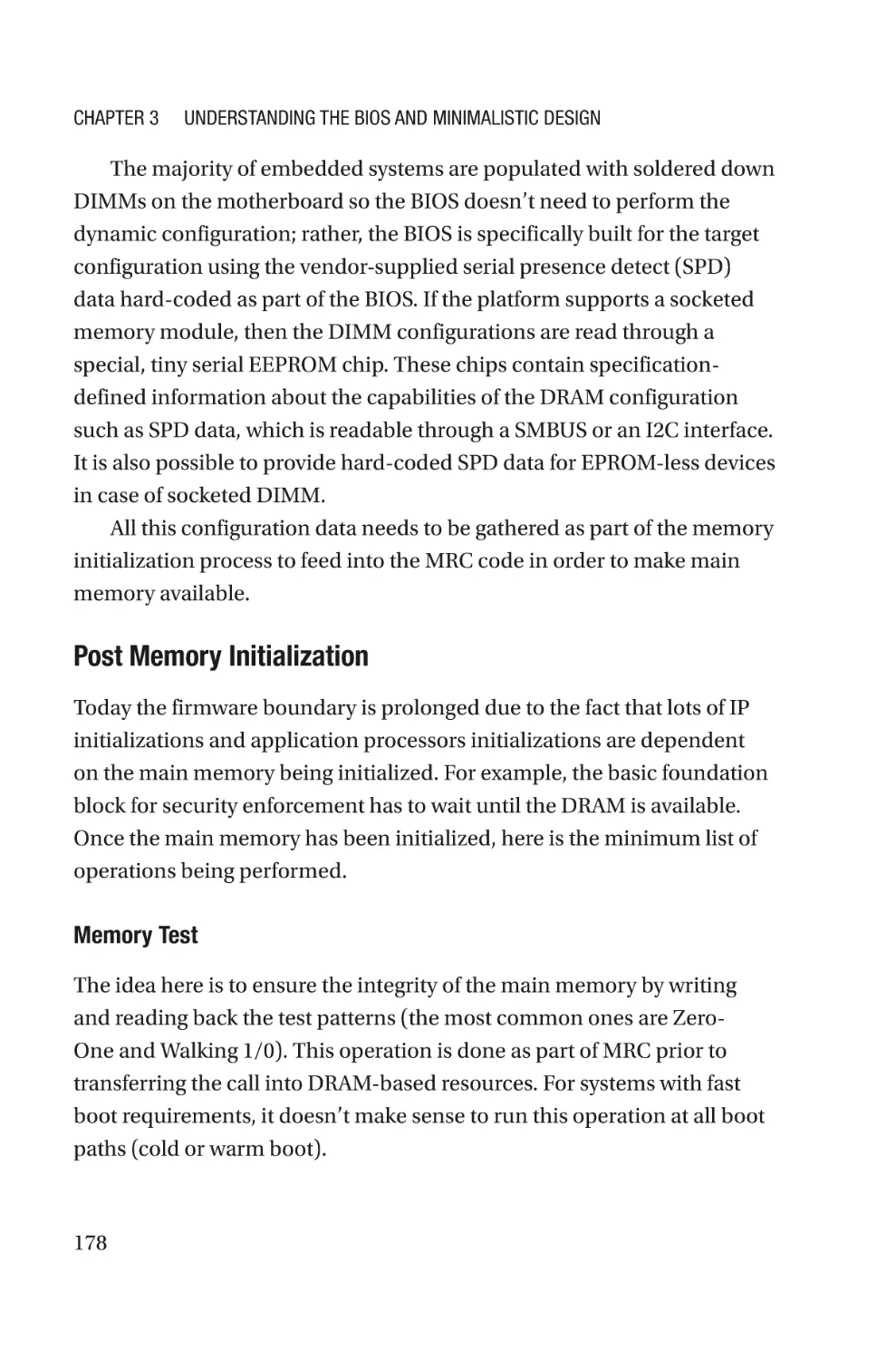 Post Memory Initialization
Memory Test