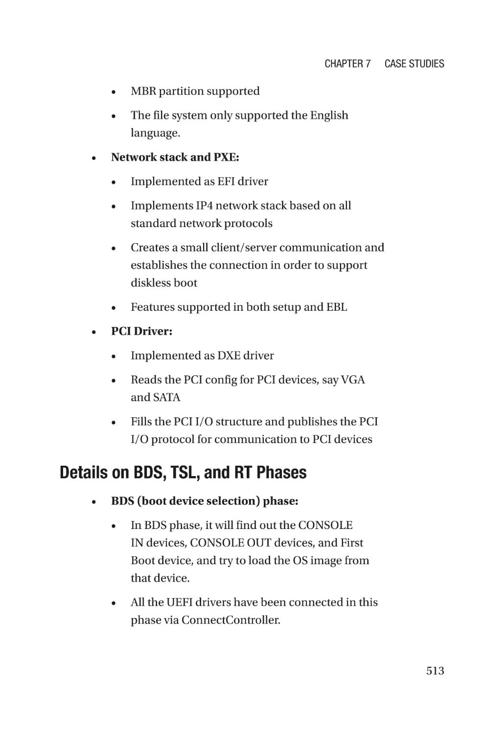 Details on BDS, TSL, and RT Phases