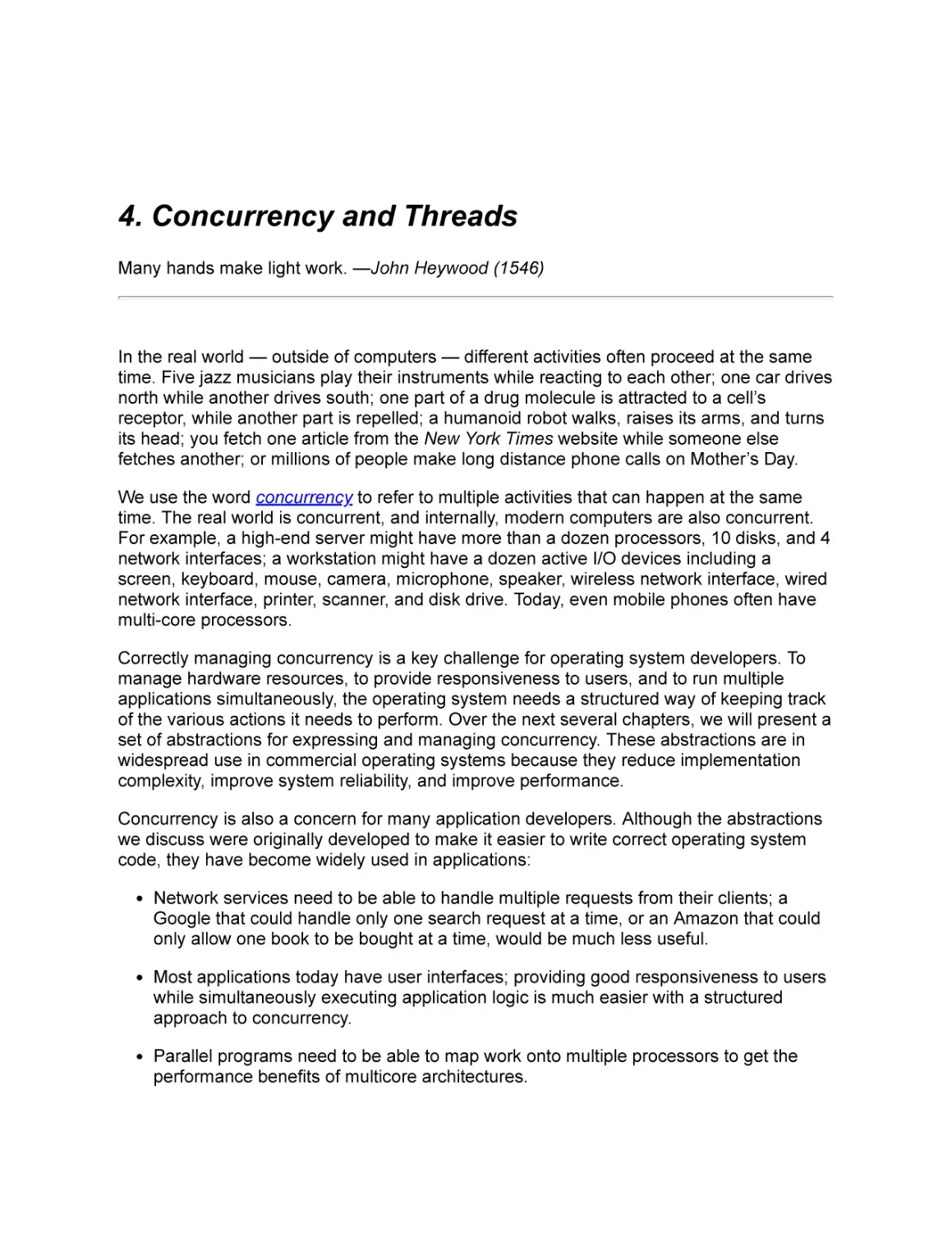 4 Concurrency and Threads