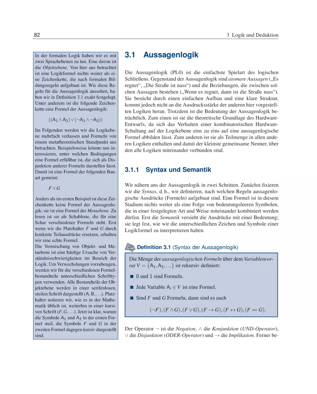 3.1 Aussagenlogik
3.1.1 Syntax und Semantik