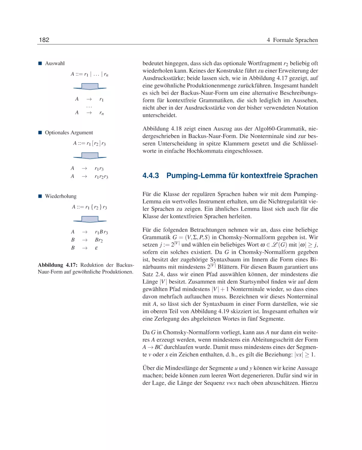 4.4.3 Pumping-Lemma für kontextfreie Sprachen