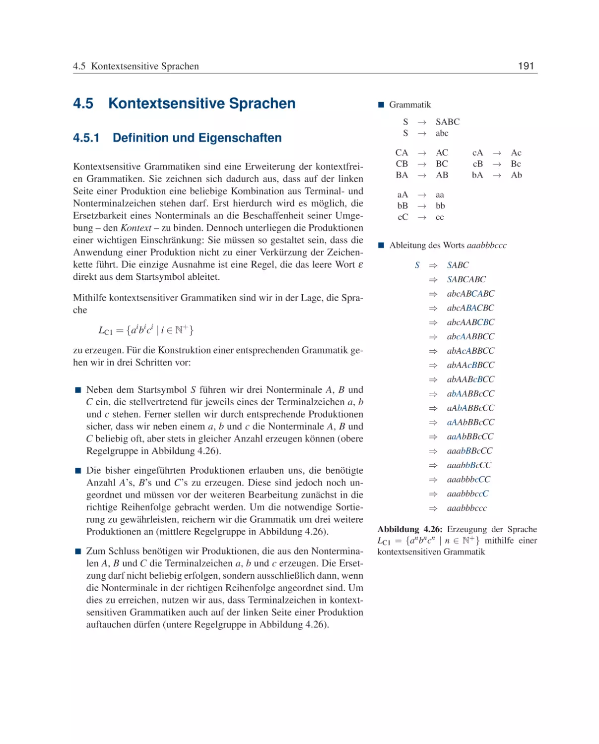 4.5 Kontextsensitive Sprachen
4.5.1 Definition und Eigenschaften