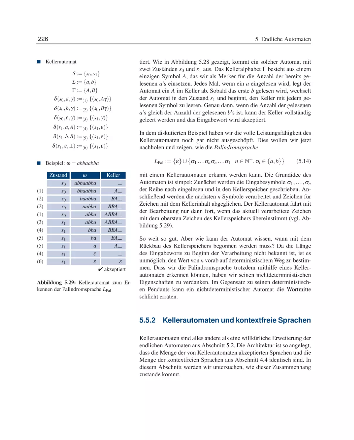 5.5.2 Kellerautomaten und kontextfreie Sprachen