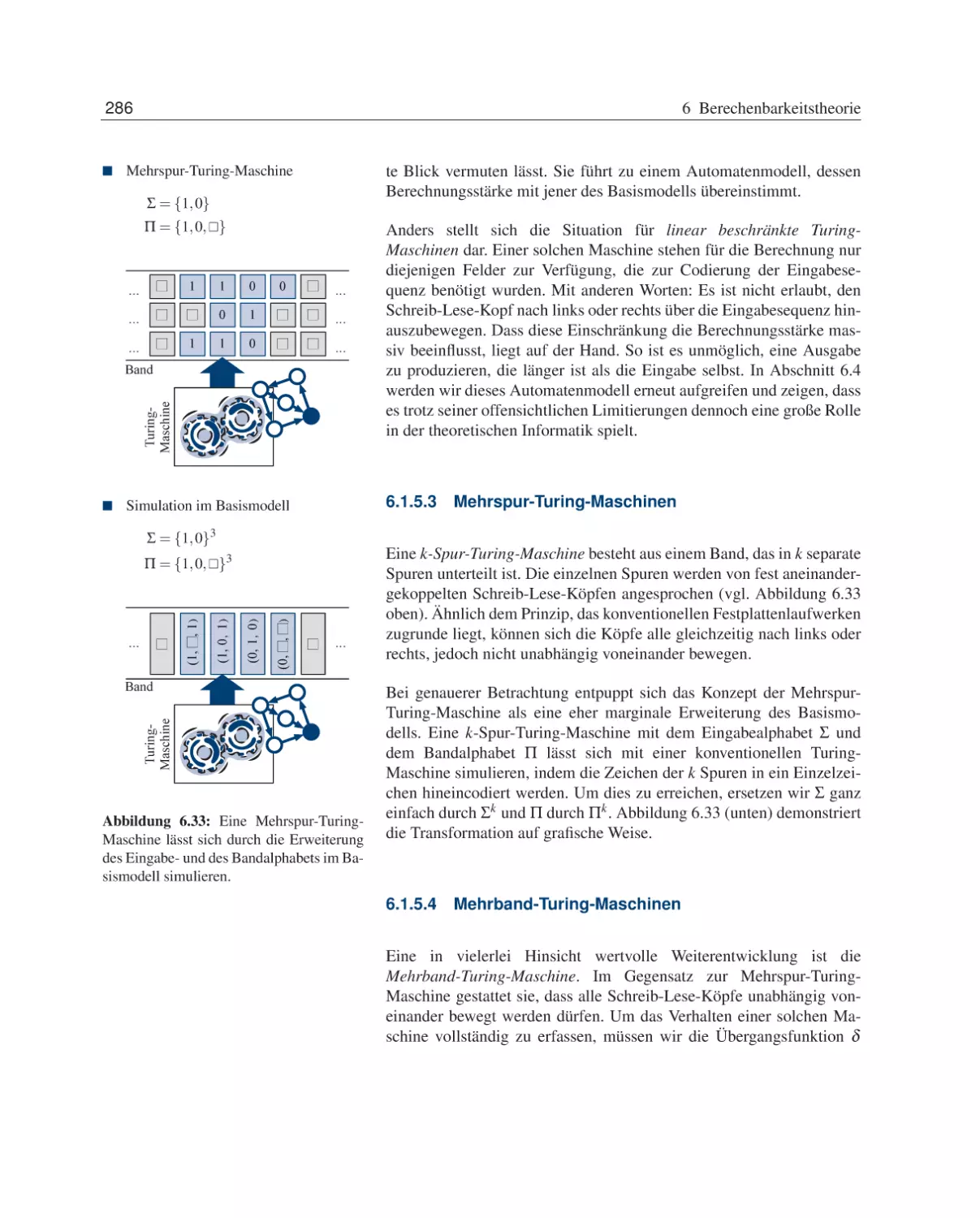 6.1.5.3 Mehrspur-Turing-Maschinen
6.1.5.4 Mehrband-Turing-Maschinen