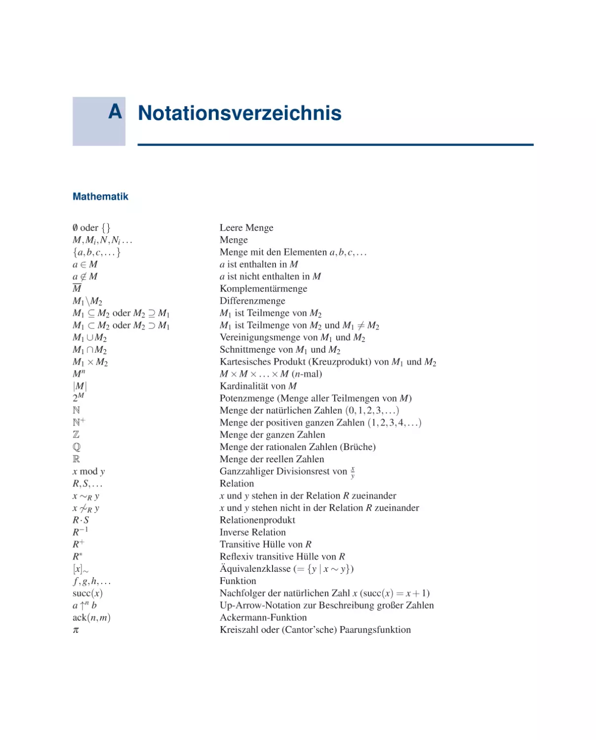 A Notationsverzeichnis