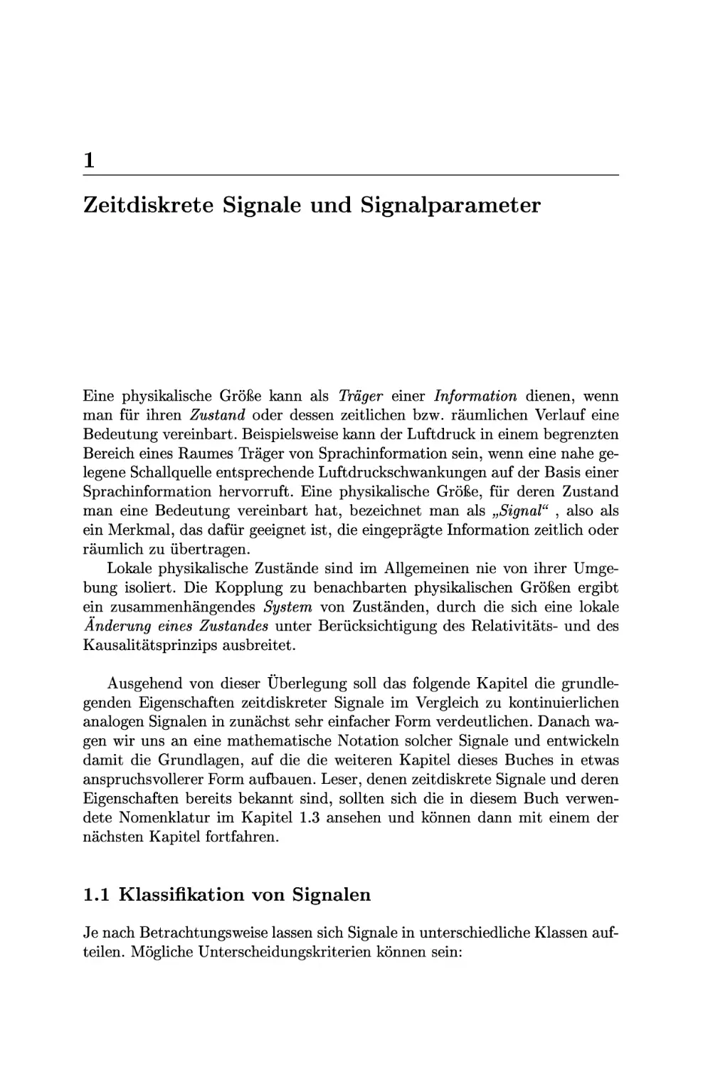 Zeitdiskrete Signale und Signalparameter
Klassifikation von Signalen