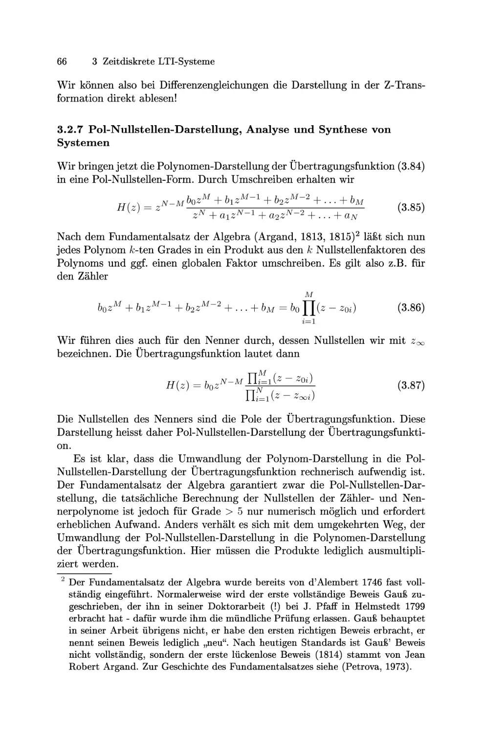 Pol-Nullstellen-Darstellung, Analyse und Synthese von Systemen