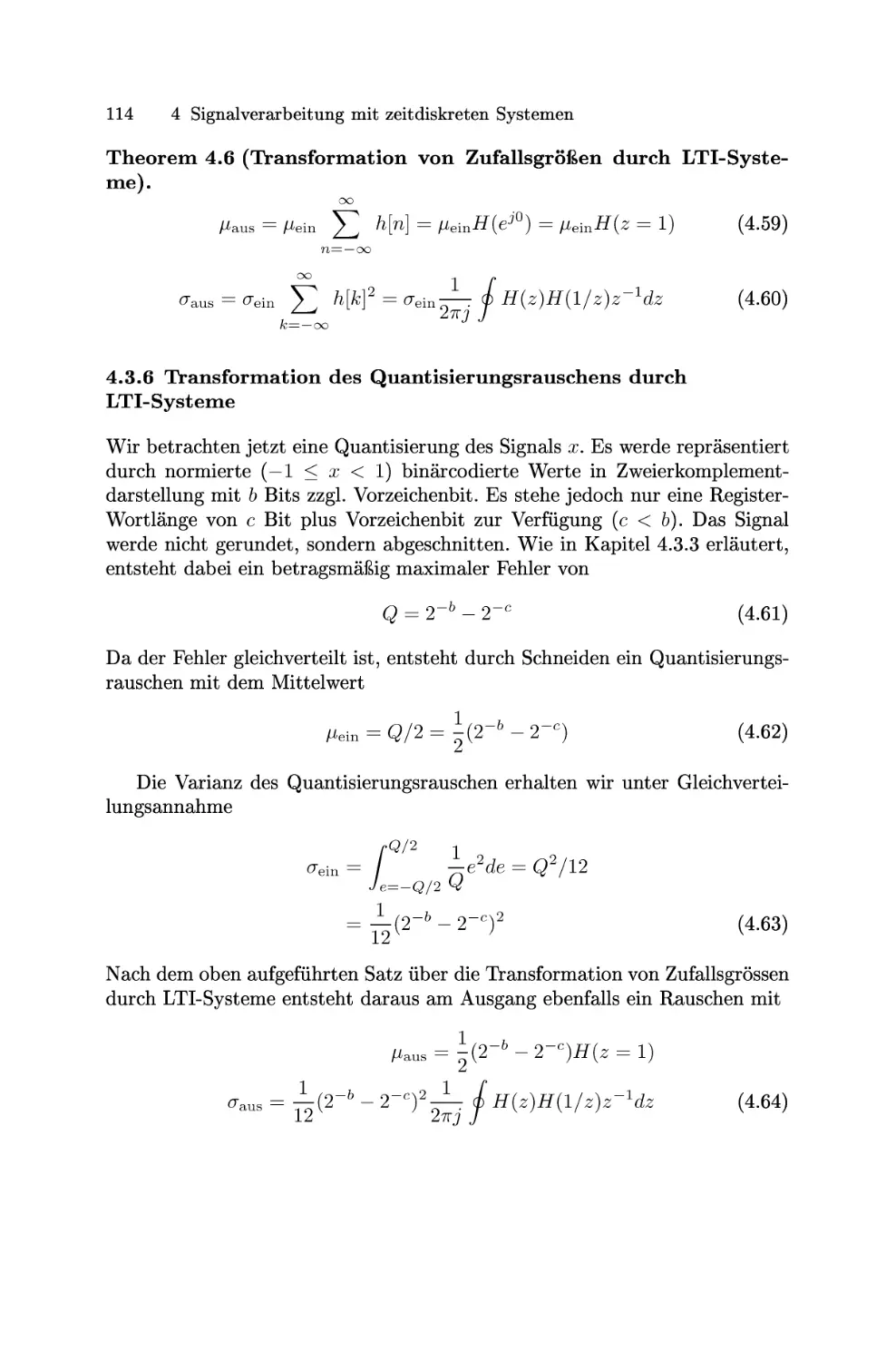 Transformation des Quantisierungsrauschens durch LTI-Systeme