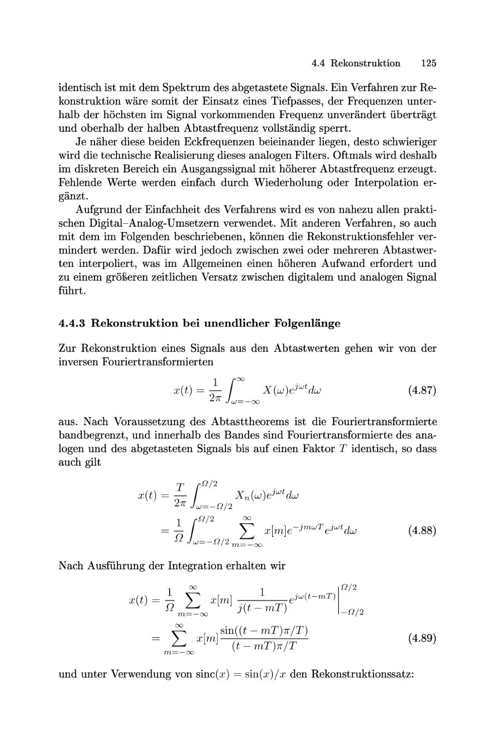 Rekonstruktion bei unendlicher Folgenlänge