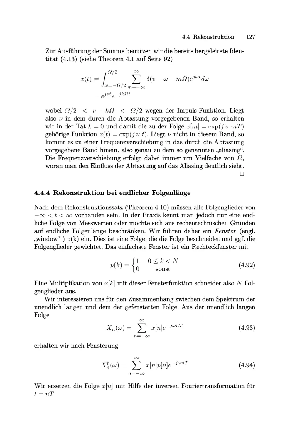 Rekonstruktion bei endlicher Folgenlänge