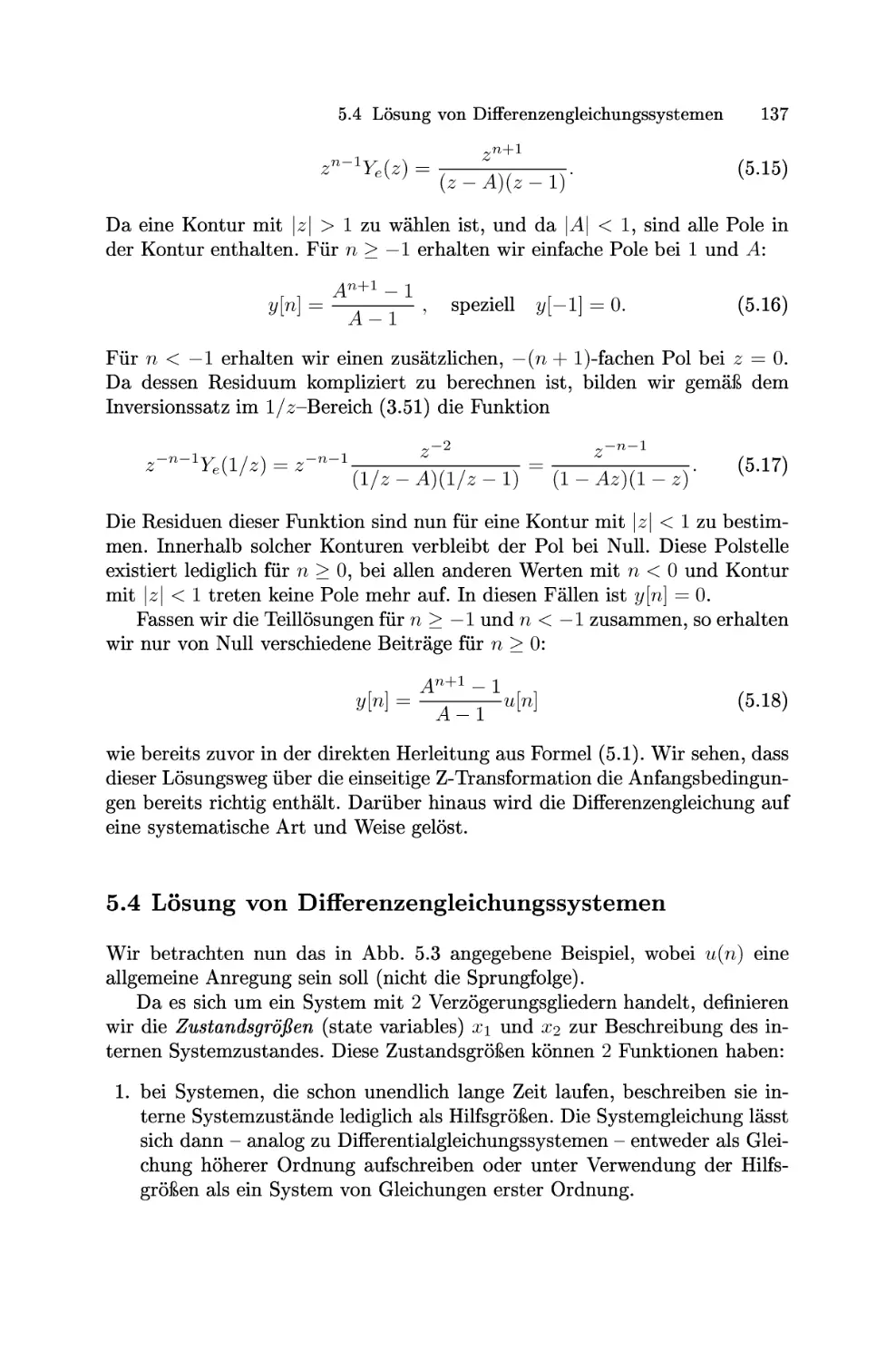 Lösung von Differenzengleichungssystemen