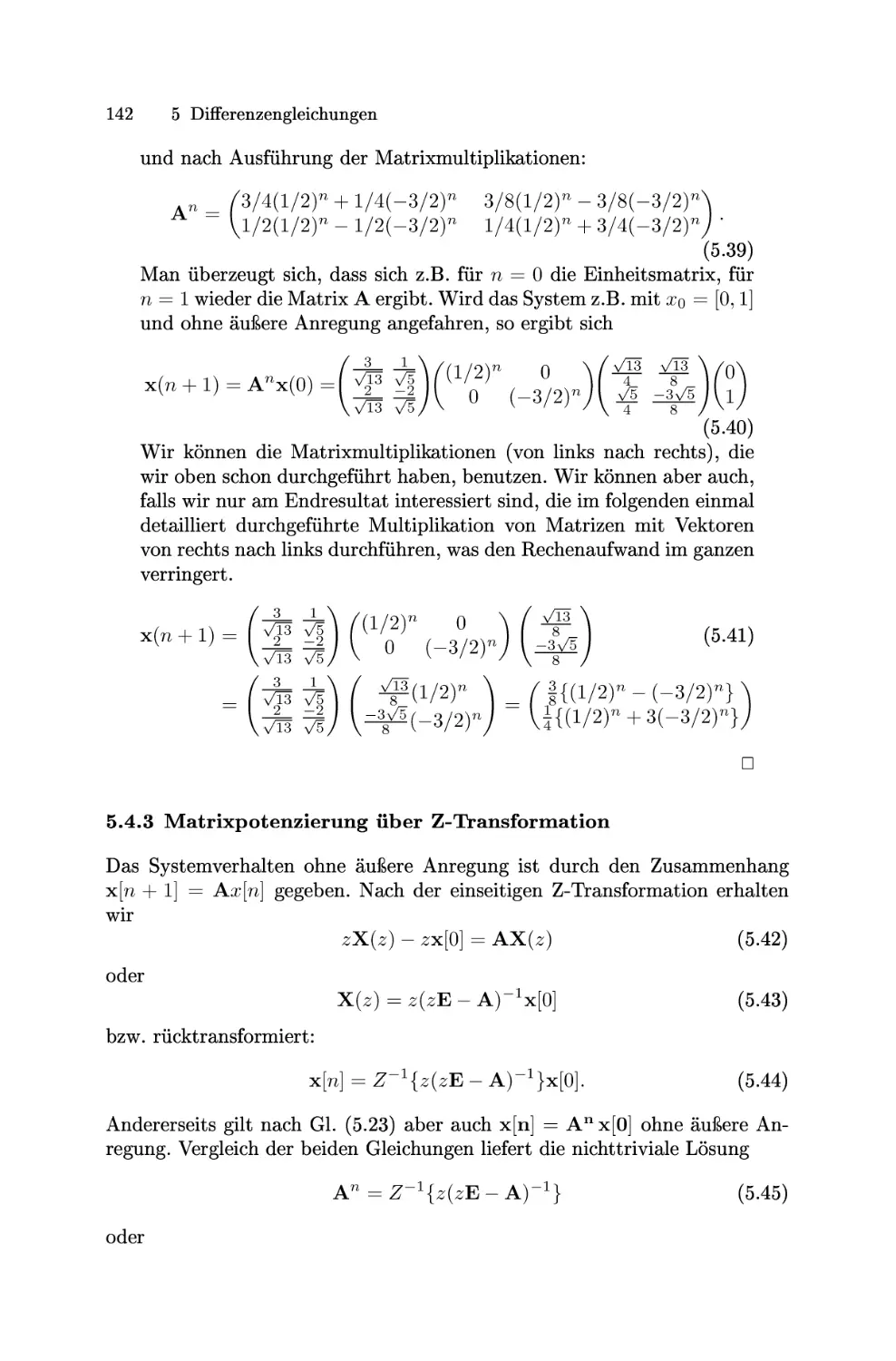 Matrixpotenzierung über Z-Transformation