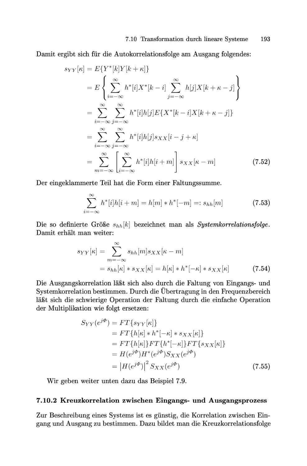 Kreuzkorrelation zwischen Eingangs- und Ausgangsprozess