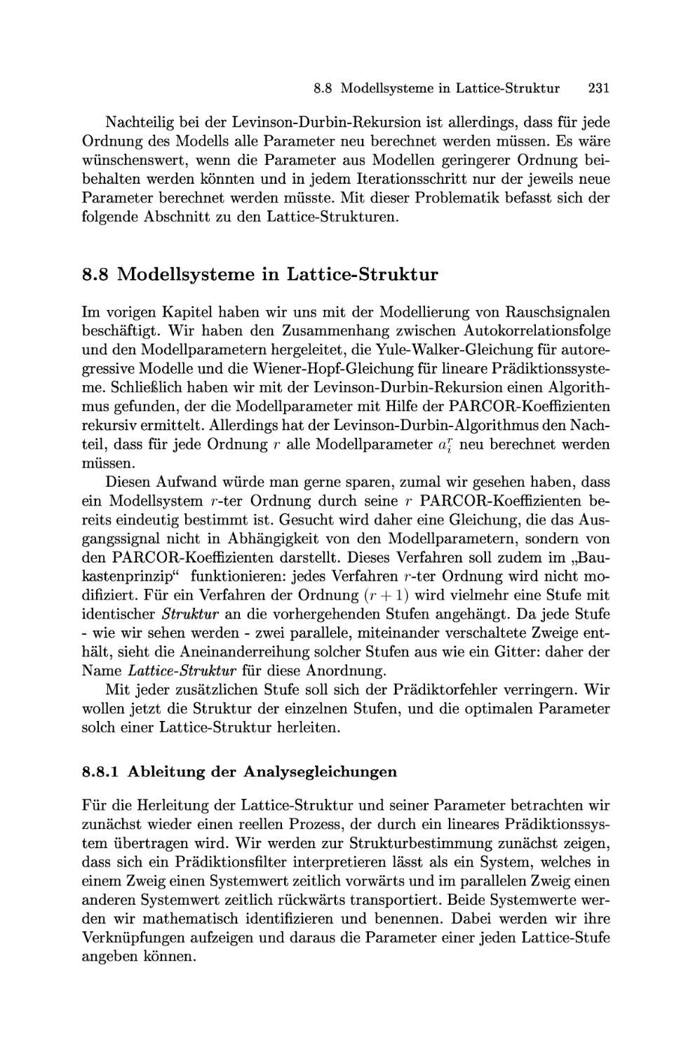 Modellsysteme in Lattice-Struktur
Ableitung der Analysegleichungen