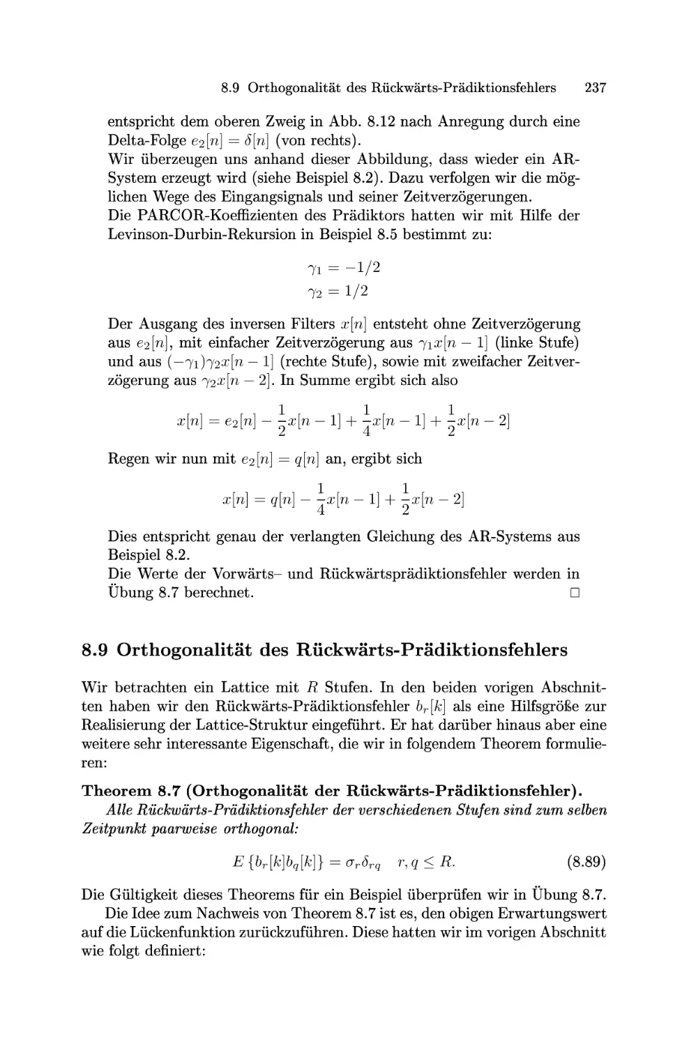 Orthogonalität des Rückwärts-Prädiktionsfehlers