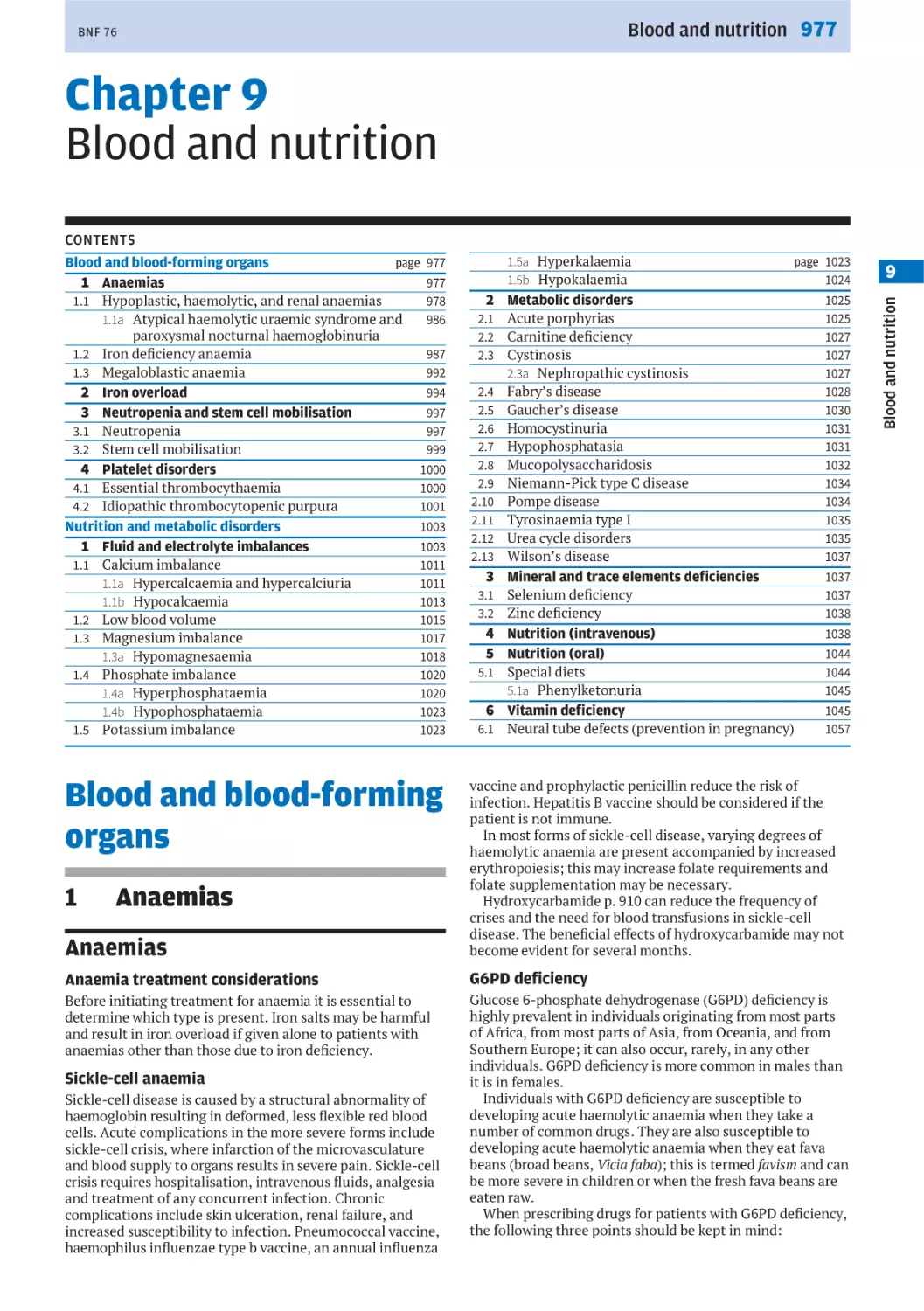 Chapter 9 Blood and nutrition
Blood and blood-forming organs
Anaemias