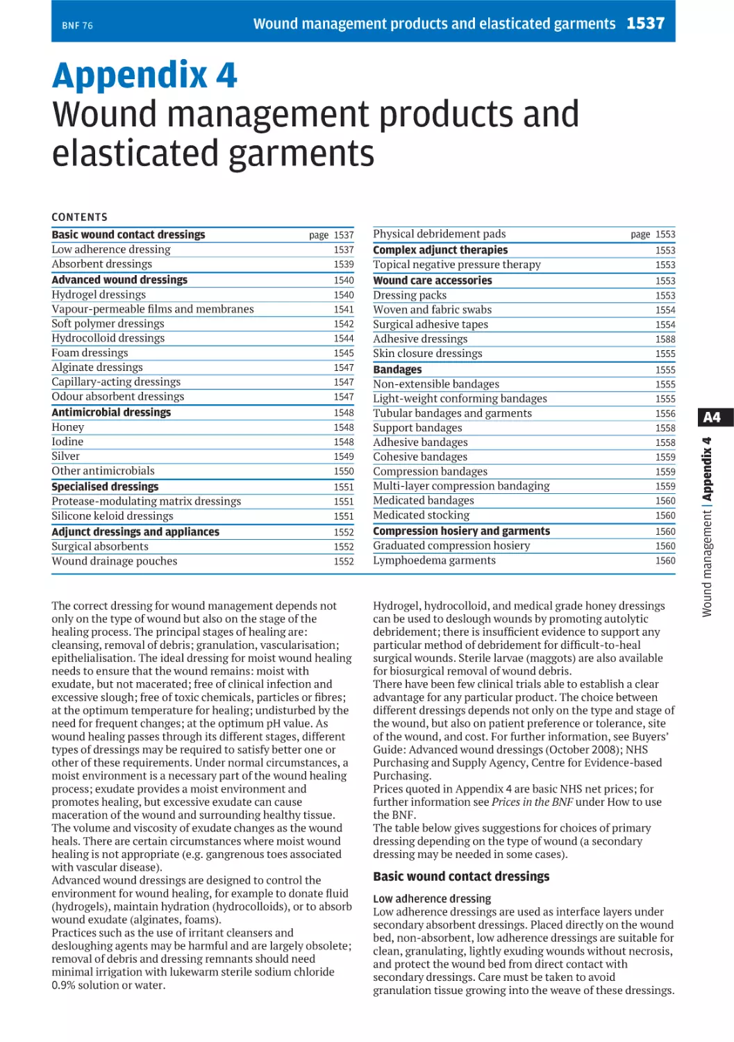 Appendix 4 Wound management products and elasticated garments