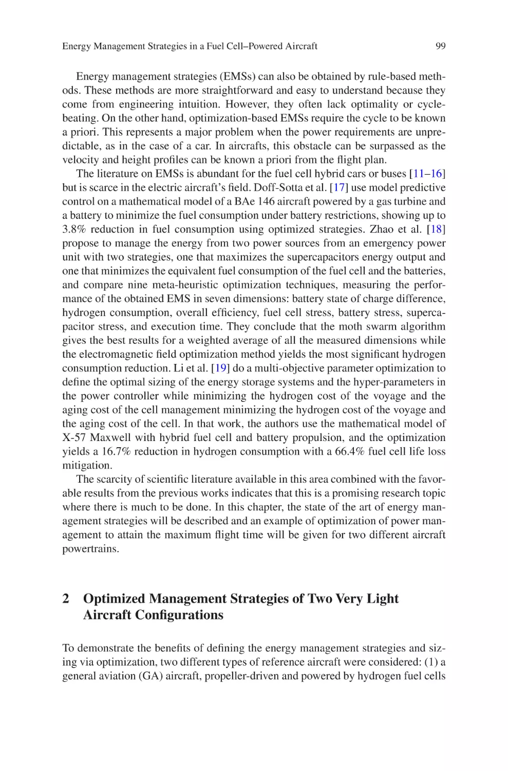 2 Optimized Management Strategies of Two Very Light Aircraft Configurations