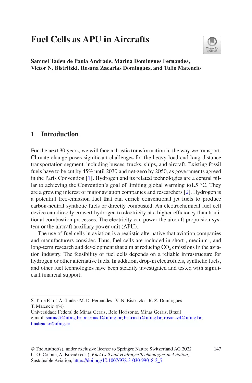 Fuel Cells as APU in Aircrafts
1 Introduction