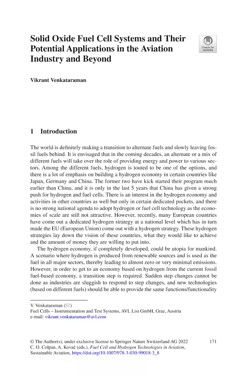 Solid Oxide Fuel Cell Systems and Their Potential Applications in the Aviation Industry and Beyond
1 Introduction