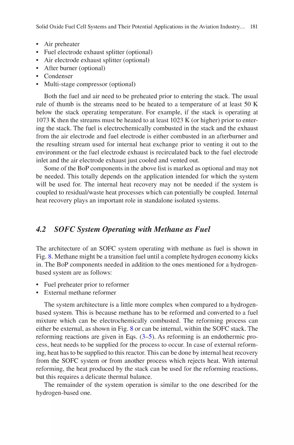 4.2 SOFC System Operating with Methane as Fuel