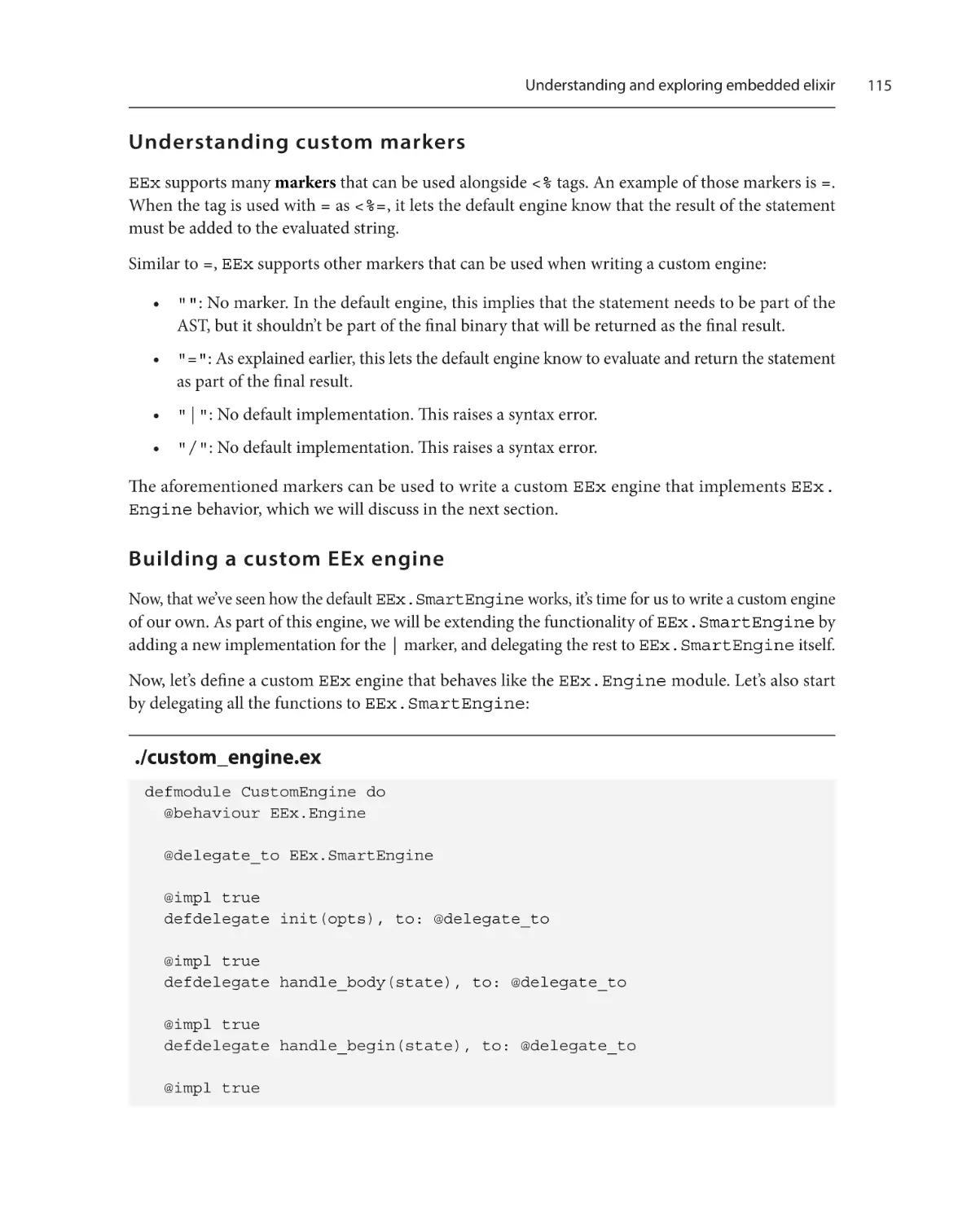 Understanding custom markers
Building a custom EEx engine