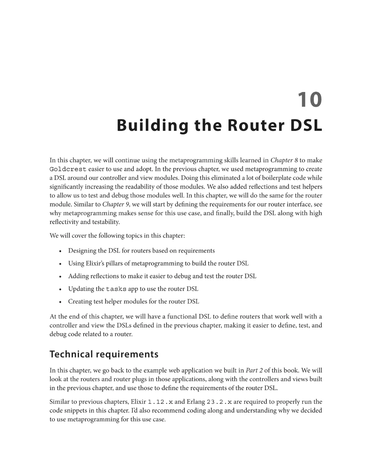 Chapter 10
Technical requirements