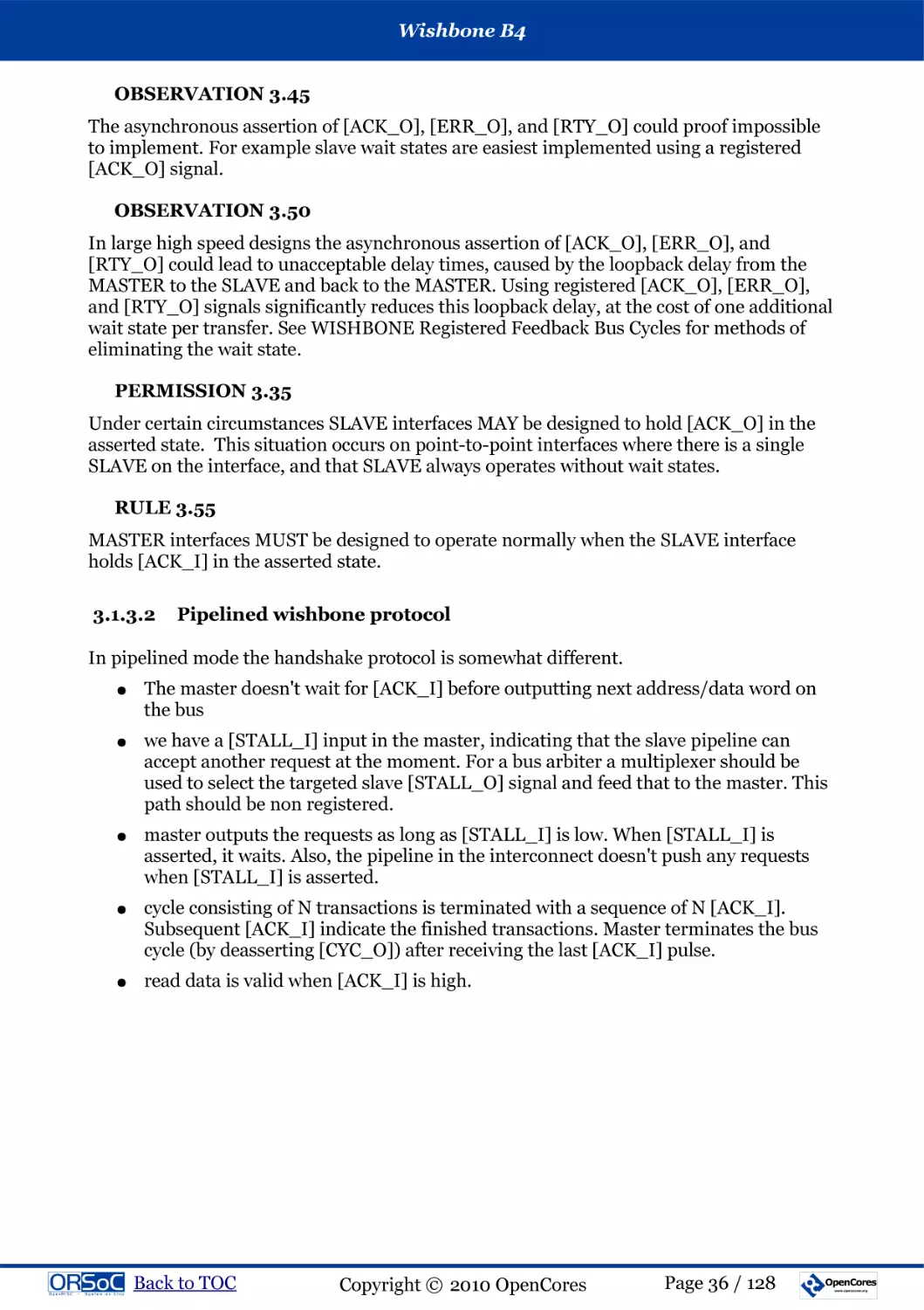 OBSERVATION 3.45
OBSERVATION 3.50
PERMISSION 3.35
RULE 3.55
3.1.3.2  Pipelined wishbone protocol