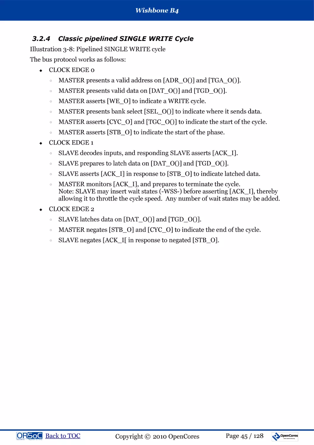 3.2.4  Classic pipelined SINGLE WRITE Cycle