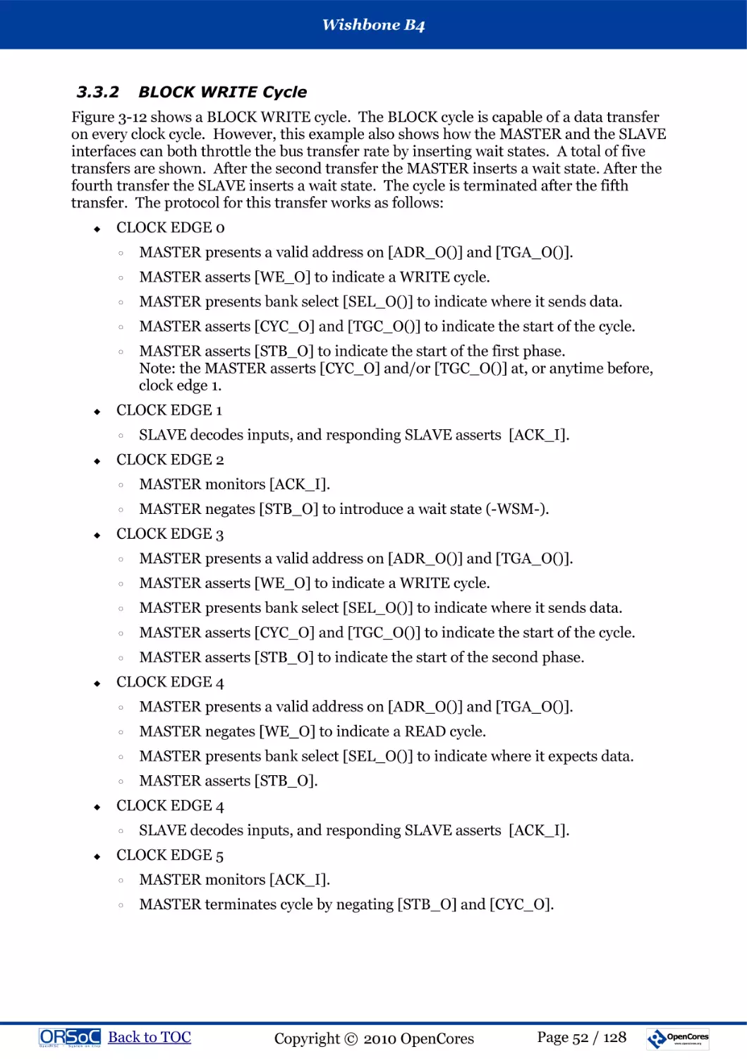 3.3.2  BLOCK WRITE Cycle