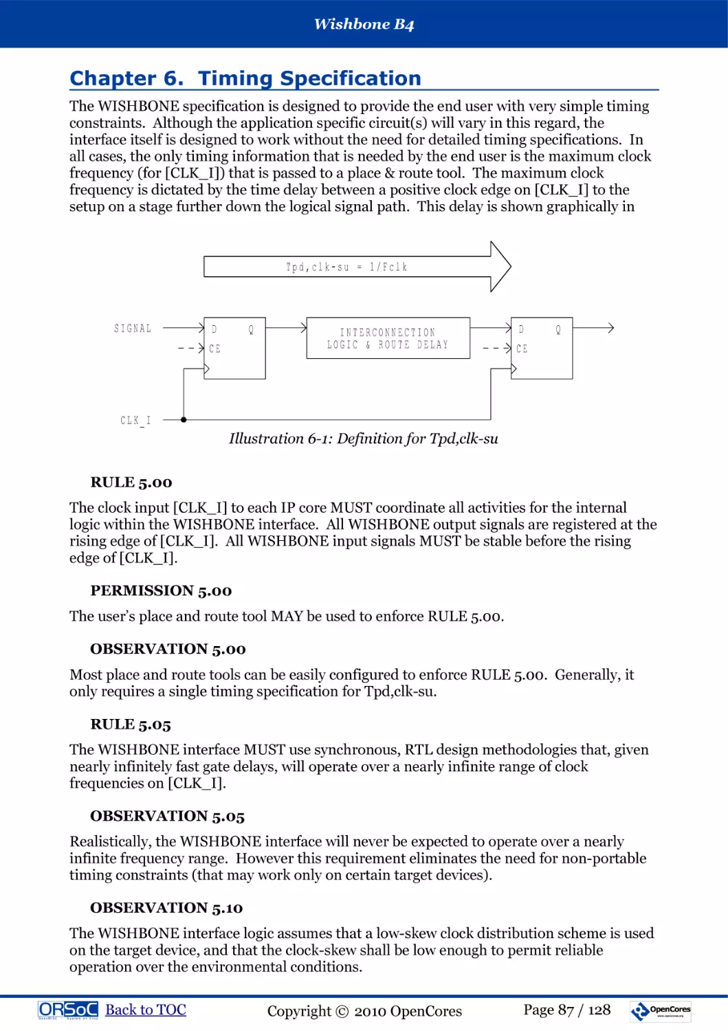 Chapter 6. Timing Specification
RULE 5.00
PERMISSION 5.00
OBSERVATION 5.00
RULE 5.05
OBSERVATION 5.05
OBSERVATION 5.10