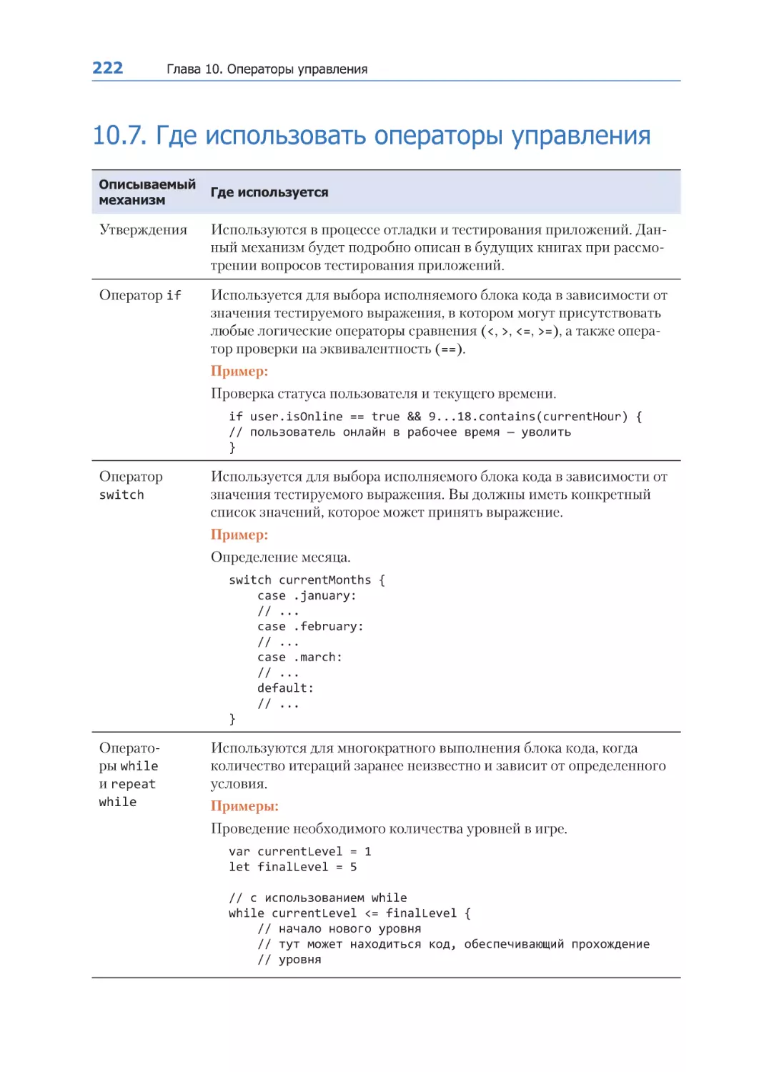 10.7. Где использовать операторы управления