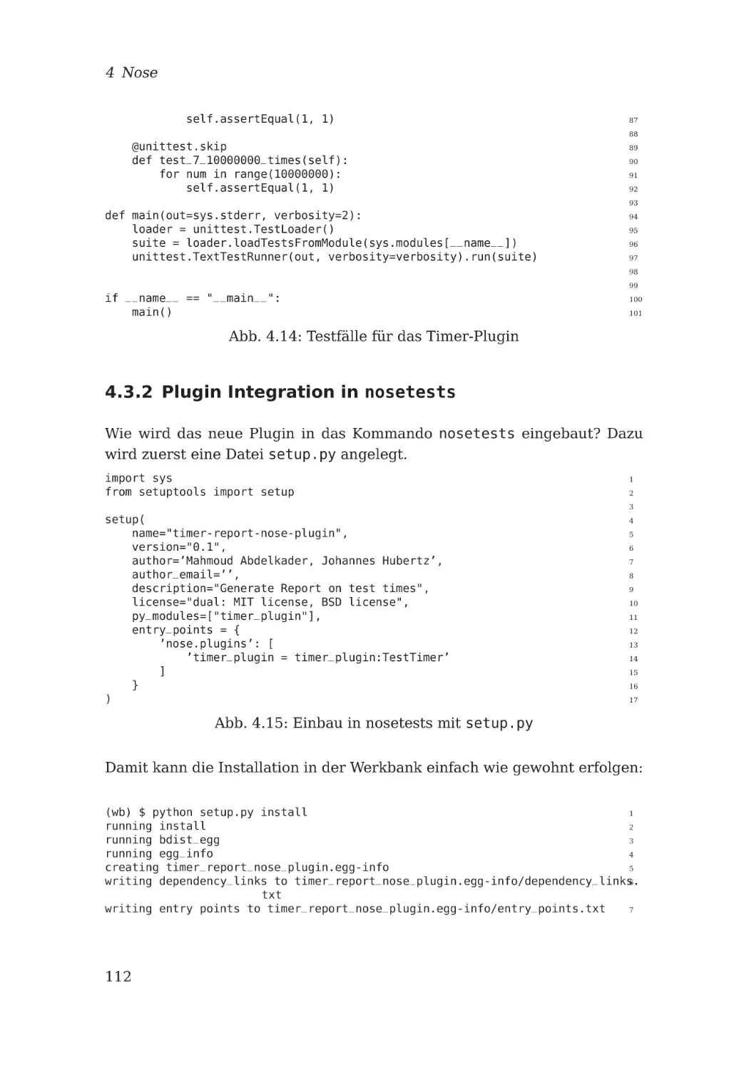 4.3.2 Plugin Integration in nosetests