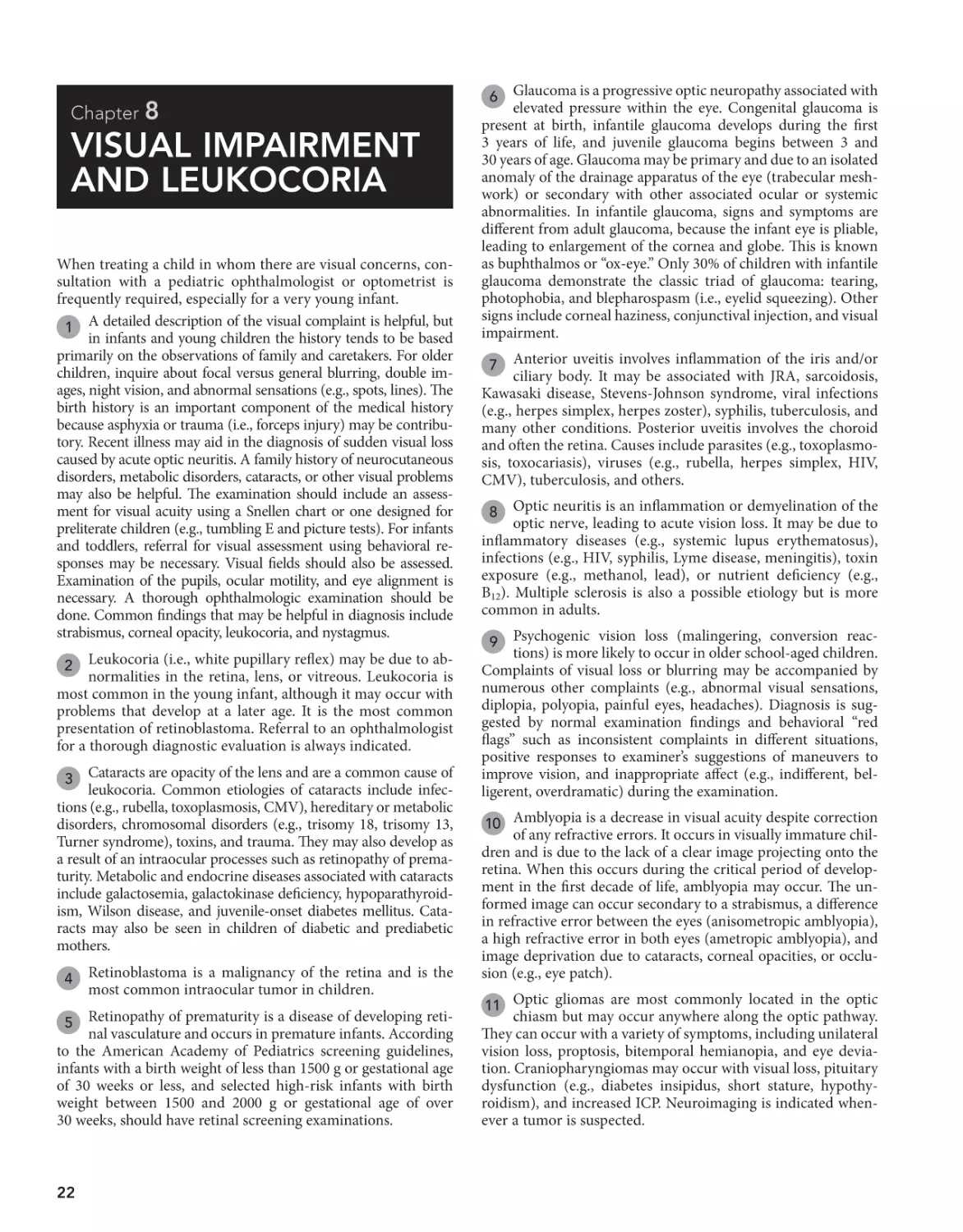 8 Visual impairment and leukocoria