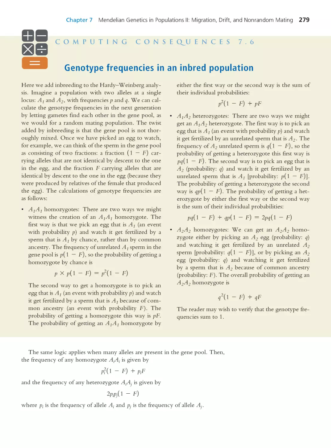 Computing Consequences 7.6 Genotype frequencies in an inbred population
