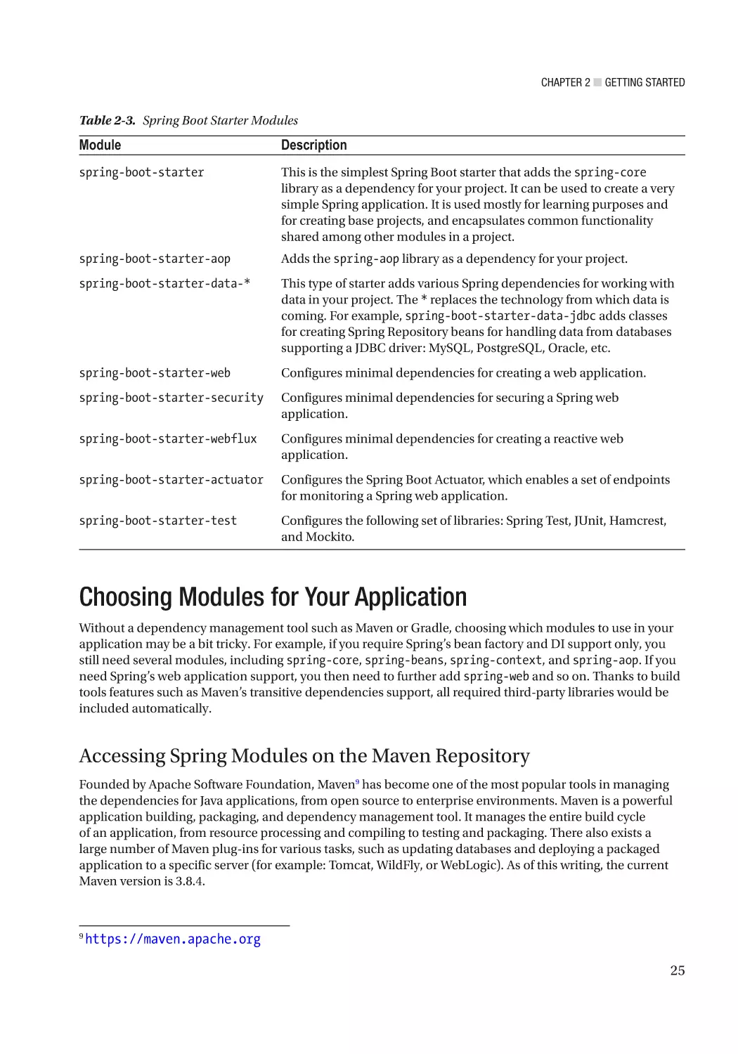 Choosing Modules for Your Application
Accessing Spring Modules on the Maven Repository