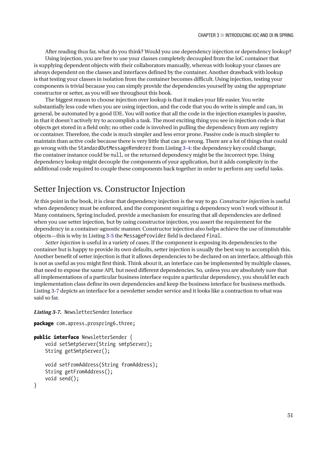 Setter Injection vs. Constructor Injection