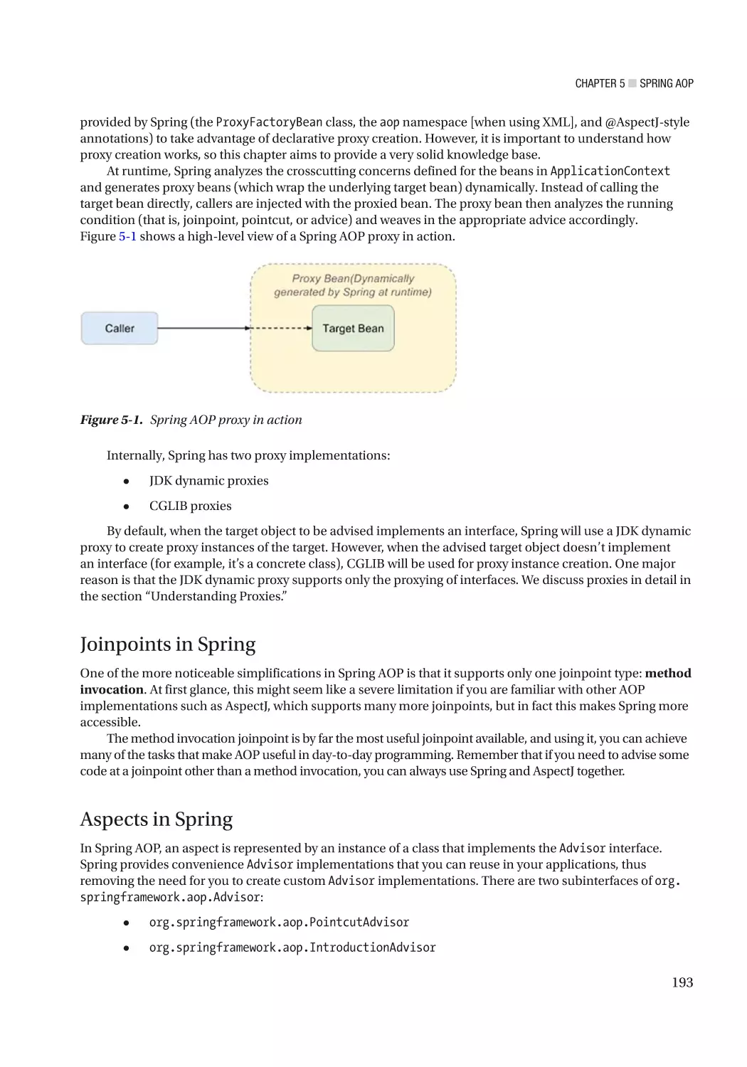 Joinpoints in Spring
Aspects in Spring