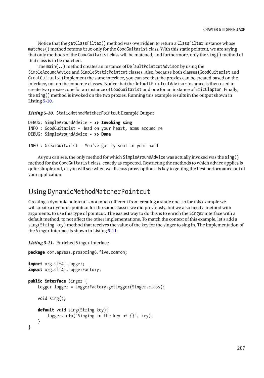 Using DynamicMethodMatcherPointcut