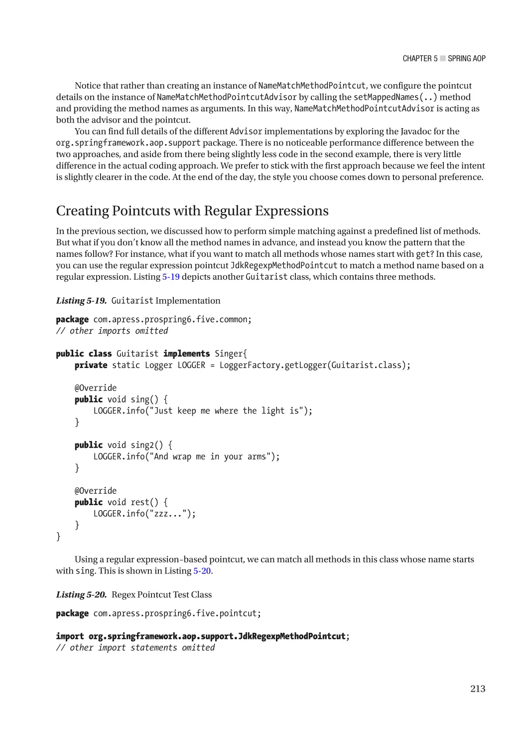 Creating Pointcuts with Regular Expressions